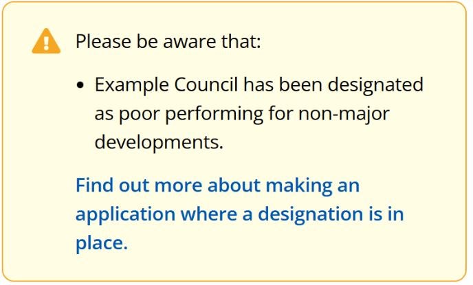 Example of designation warning